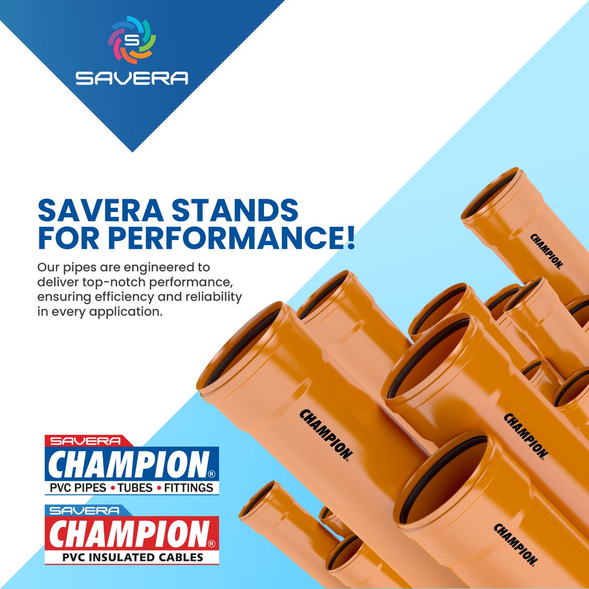 Elevate your standards with Savera – where performance meets perfection. Experience unmatched quality and reliability in every aspect. Trust Savera to deliver excellence in all endeavors. #SaveraPerformance #ExcellenceUnleashed #saverapipes #championpipes