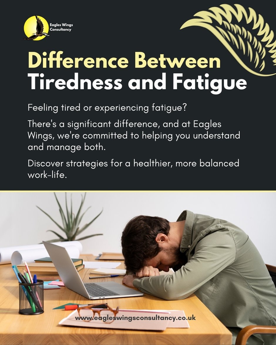 #Tiredness #Fatigue #SignificantDifference #Committed #Healthier #BalancedWorkLife 

#EaglesWingsConsultancy #DisabilityConsultant #DisabilitySpecialist #ExpertByExperience #TurningDisabledToEnabled eagleswingsconsultancy.co.uk  X – @EWConsultancy
