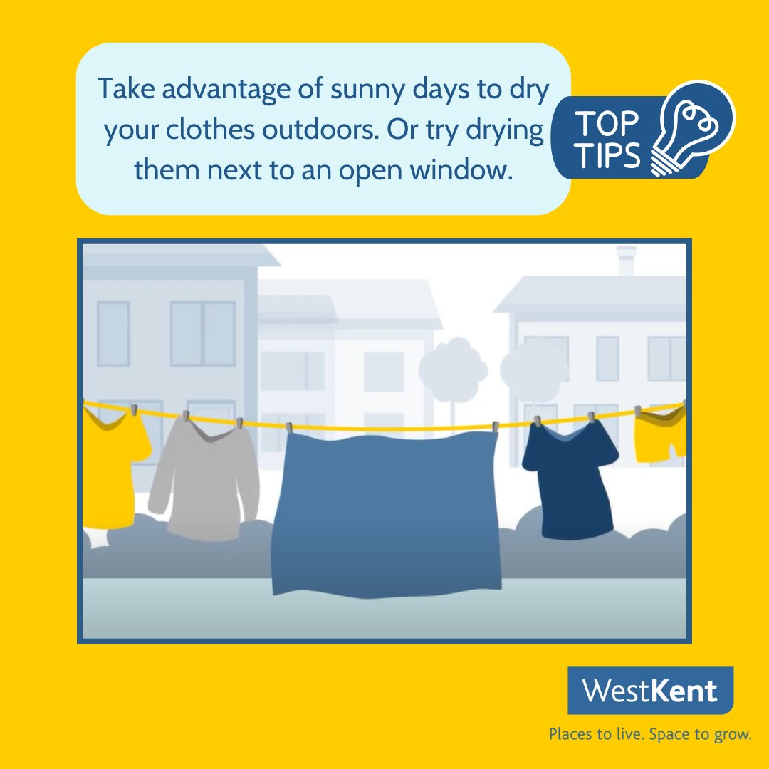 ☀️ Take advantage of sunny days to dry your clothes outdoors. 👕 If that's not possible, try drying them next to an open window to avoid excess moisture indoors. 💡 Want more tips? Visit: ow.ly/UciO50RiTfA #sunnyday #dampandmould #westkent