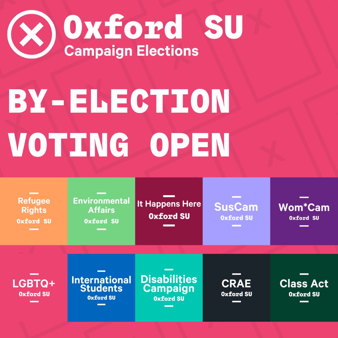📣Vote for your Campaign Leaders📣

Voting is now open in the 2024 Campaign Elections. This is your chance to shape the 10 SU campaign committees and have your say in student activism at Oxford SU.

Voting closes at 10am, 8th May

Vote now: oxfordsu.org/representation…