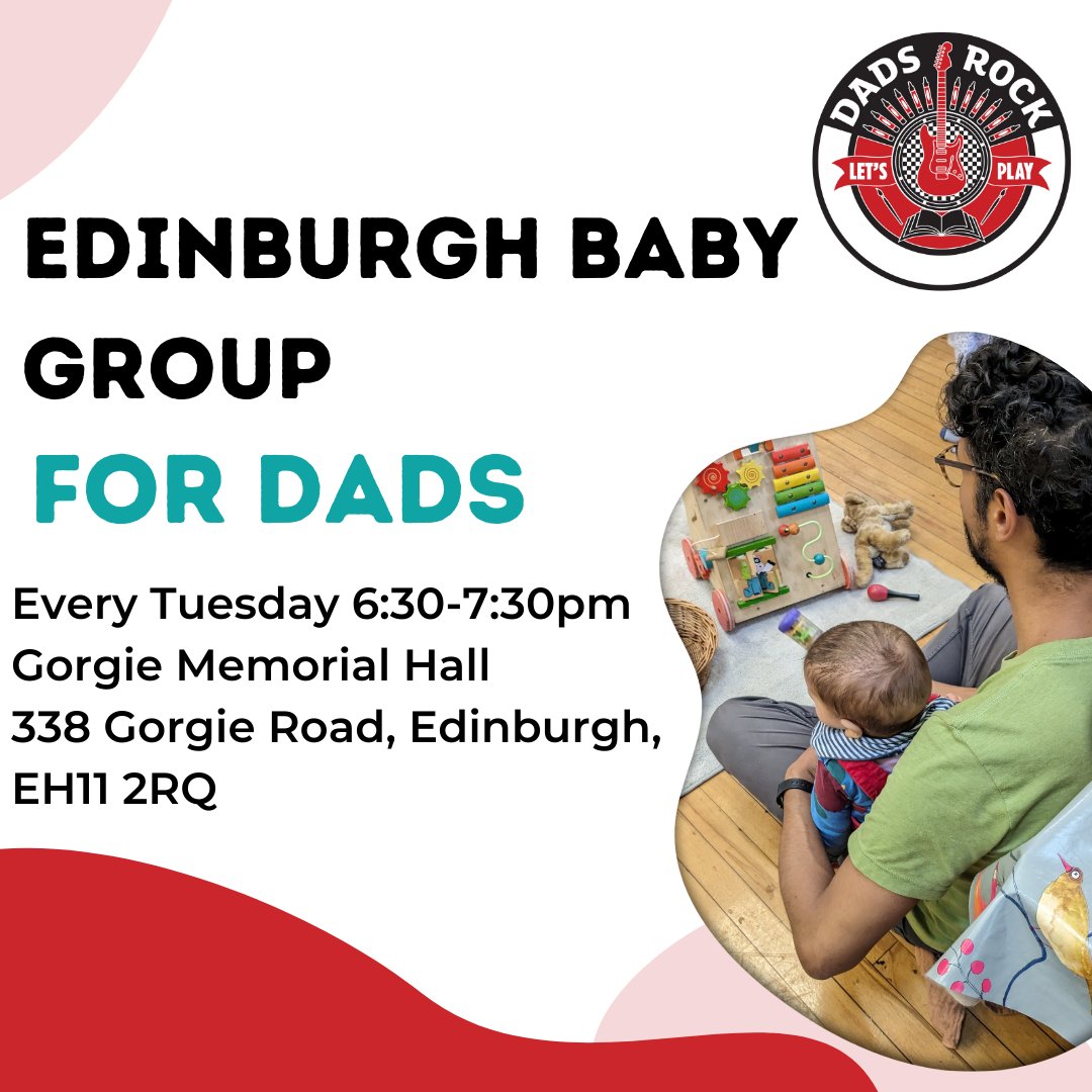 Our new Edinburgh Dads and Baby Group is tomorrow! Join us every Tuesday from 6:30pm.Pop in for a chilled out time with your baby, grab a cuppa and hang out with other dads. Greg from Dads Rock will be around to help you explore babies needs and give any advice you may need!