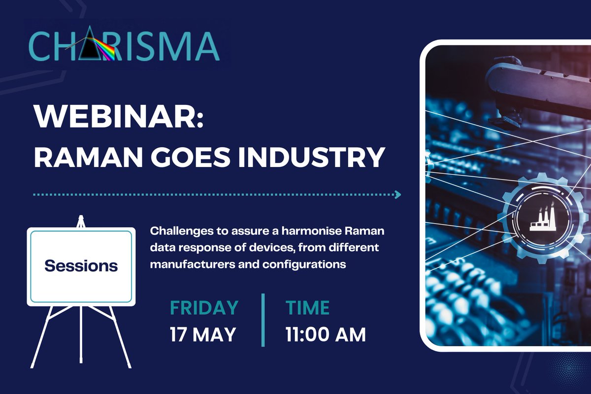 📢 5 sessions in 1 #webinar 🚀 We have a full and equally promising programme! Check out the thread below for the content of each session 👇 🙌🏽 Piqued your interest? Then join us: h2020charisma.eu/upcoming-event… #ramanspectroscopy #ramantechniques