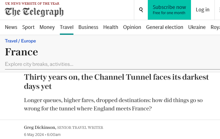 This refreshingly and uncharacteristically honest Telegraph piece fingers Brexit for a number of problems afflicting the Channel Tunnel, including...

- Fewer destinations served from London
- Reduced capacity on trains
- Reduced train frequency
- Upcoming ETIAS/EES problems