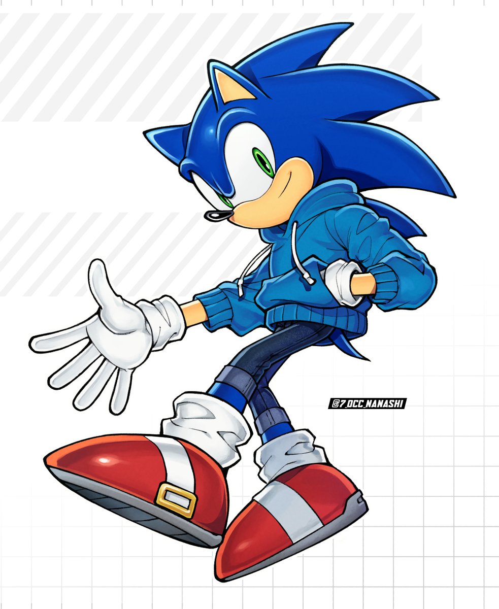 sonic the hedgehog solo looking at viewer smile simple background long sleeves white background 1boy  illustration images