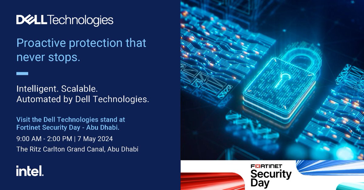 ⏩Accelerate your path to #cyberresilience today!

Join #DellTech's experts at Fortinet's #Security Day, in collaboration with @cscgovae, to earn the peace of mind drive #innovation while exceeding your business goals! 

🗓️ May 7
📍#AbuDhabi
Register✅dell.to/3Ux2R4T