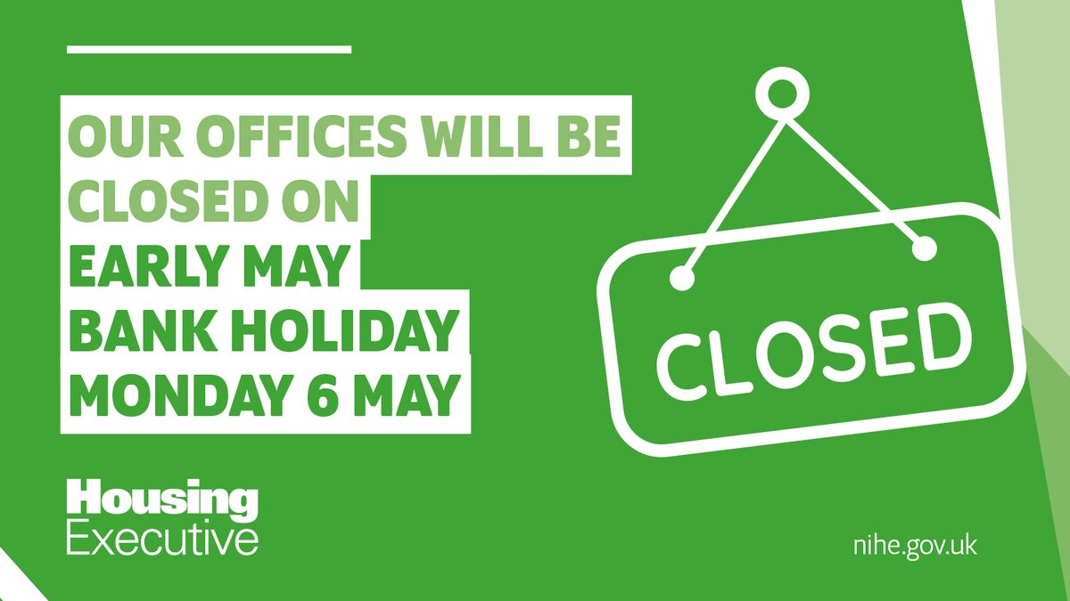 Our offices are closed today, Monday 6 May for the Early Bank Holiday, re-opening Tuesday 7 May. If you need to report an emergency repair during this time, please phone 03448 920 901. Our emergency, out of hours, homelessness service can be contacted by phoning 03448 920 908.