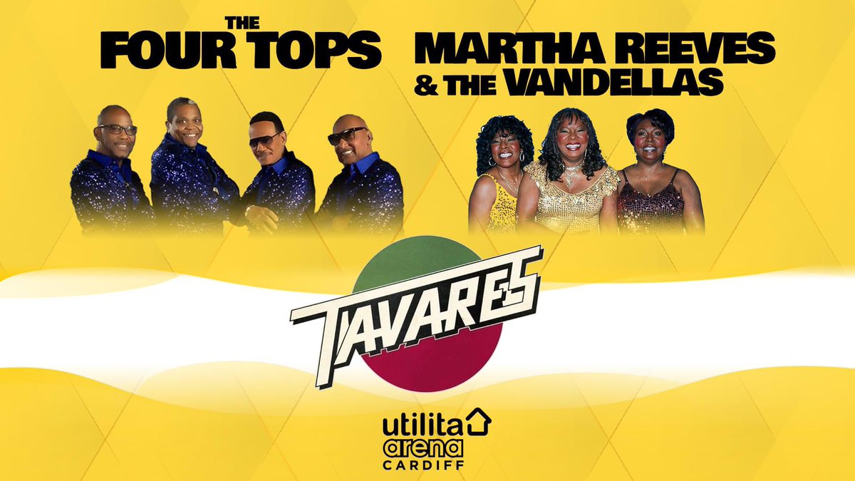 🎤 NEW SHOW 🎤 THE FOUR TOPS, MARTHA REEVES & THE VANDELLAS & TAVARES The Motown legends come together for this amazing show 📆 Tuesday 3 September 2024 👉 Tickets on general sale Friday 10 May, 10am 🎟️ Tickets via bit.ly/FTMRVTCdf24 or call 029 2022 4488