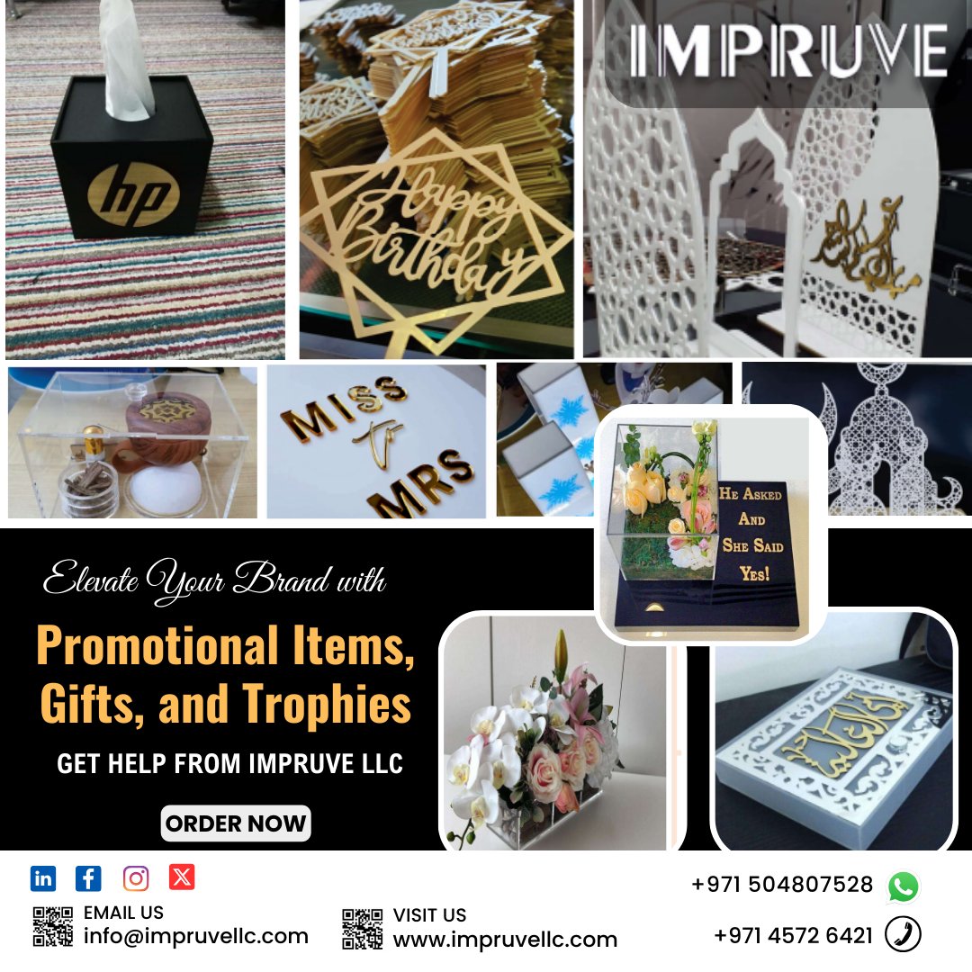 Elevate your brand recognition and customer loyalty. Improve LLC offers a wide range of promotional items, gifts, and trophies to make your mark.

🌐 impruvellc.com

#impruvellc #brandbuilding #brand #promotionalproducts #brandedswag #employeegifts #trophies #ordernow