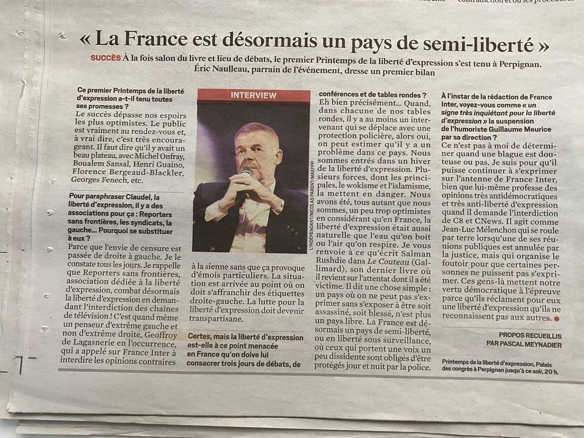 Le premier Printemps de la Liberté d’Expression organisé à Perpignan a été un magnifique succès public et intellectuel. Vivement l’année prochaine ! @BonetAndre @FBBlackler #Perpignan