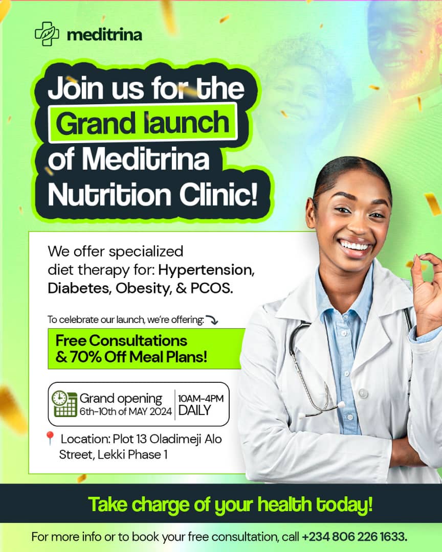 I am excited to be launching a nutrition clinic in Lekki this week alongside excellent dietitians to provide diet therapy for reversing diabetes and other conditions. I have 10 discount consultations for meal plans to give out this launch week. Reply this post to get one.