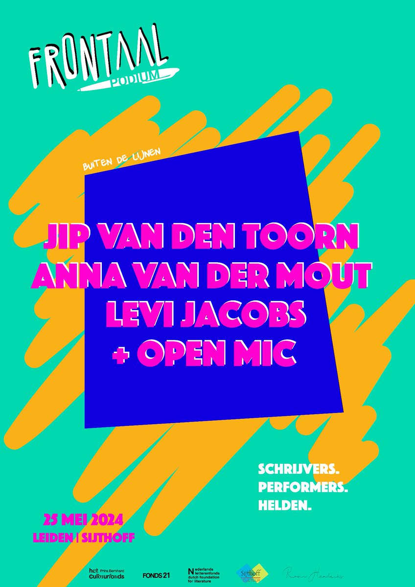 Zin in een avond die de vaste muren van je verbeelding doorbreekt? We pakken de kwast in plaats van de pen. Wordt het een meesterwerk of een spotprent? Eeuwige roem of voor altijd verdwijnen? Eén ding is zeker: deze maand kleuren we buiten de lijnen!