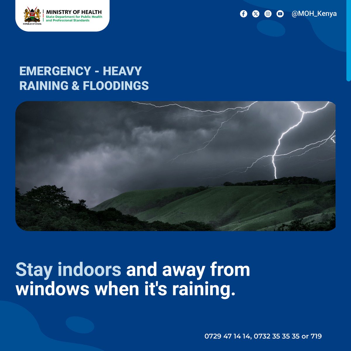 Kenyans are urged to clear gutters and drainage systems to prevent waterlogging and flooding in residential areas. Community Health #AfyaNyumbani