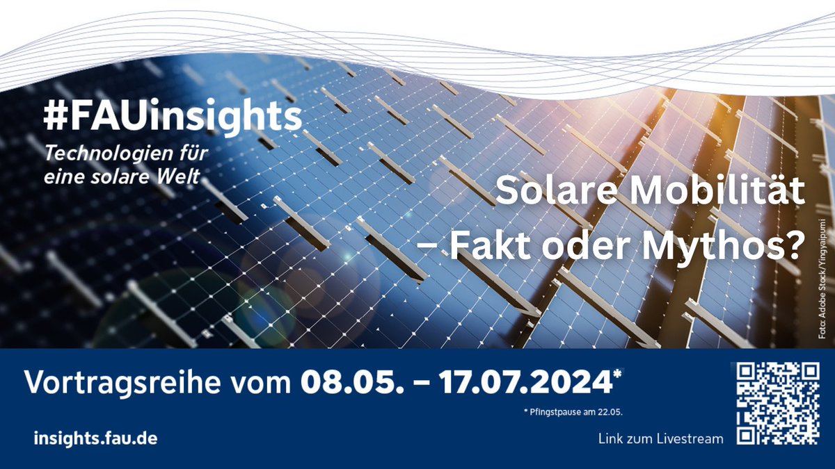 #FAUinsights – Große Themen der Zukunft intensiv beleuchtet. #Photovoltaik trifft #Wirtschaft – #Forschung trifft Praxis. Es diskutieren Calin Gologan & Prof. Dr. Christoph Pflaum
⌚️05.06., 17:30 - 19 Uhr
📍Energie Campus Nürnberg
insights.fau.de/talks/solare-m…