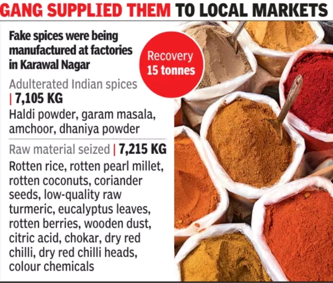 Now Masala Jihad? Deadly fake Masala which was made using acid, harmful chemical, colors & rotten grains, confiscated from Delhi. Owner's Mohammed Sarfaraz, Dilip & Mohammed Khursheed Mallick arrested. Nothing is safe.