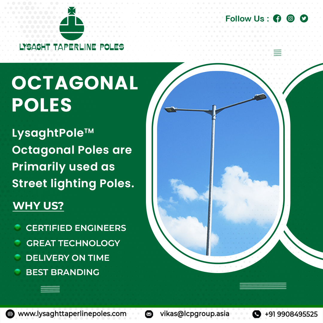 ltpindiaasia's tweet image. Our meticulously crafted #OctagonalPoles are engineered to deliver exceptional illumination for streets and public spaces. Constructed from premium-grade steel, these poles boast a distinctive octagonal design, optimizing night-time visibility.
Website: lysaghttaperlinepoles.com