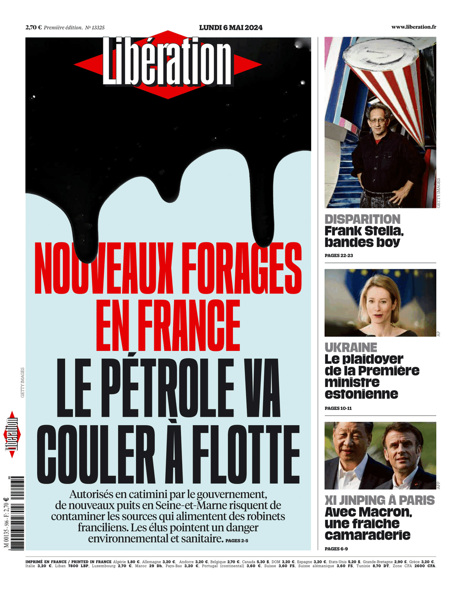 Libération consacre aujourd'hui sa une aux forages de Nonville, en Seine-et-Marne, où vous pouvez y retrouver mon interview. #NonAuxForages