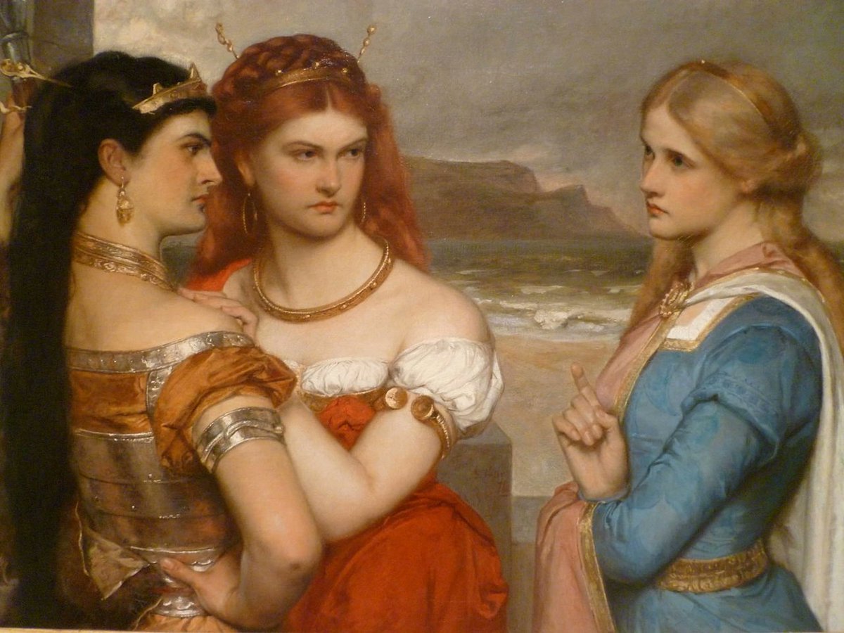 The Three Daughters of King Lear, 1875. Gustavus Pope (1831-1910), British artist. Collection of Museo de Arte de Ponce, Puerto Rico #artist #painting #the19thcenturyart #art #ArtliveAndBeauty #paintingoftheday