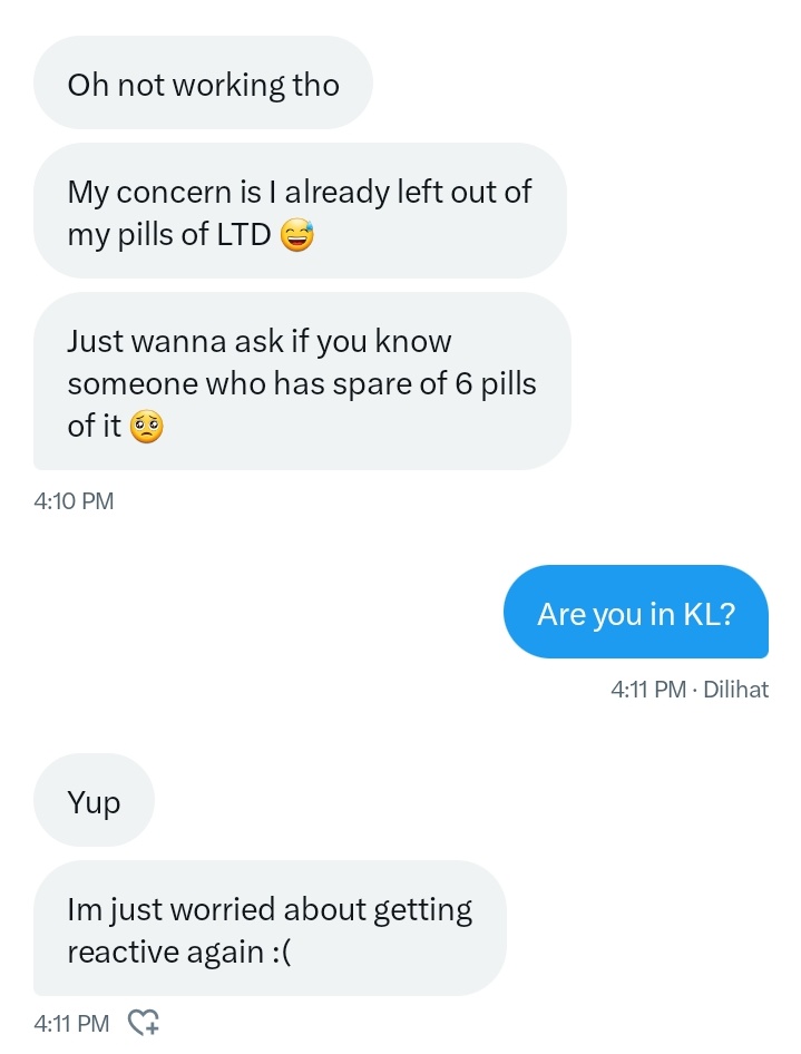 Hello someone #PLHIV in #KL could help him to get #Arv #TLD ? 
He left out of pills of his TLD. If you #PLHIV,  #TLDTeam, in #KL and have More Tld to share with him (arround 6 pills) please let me know darling 😇