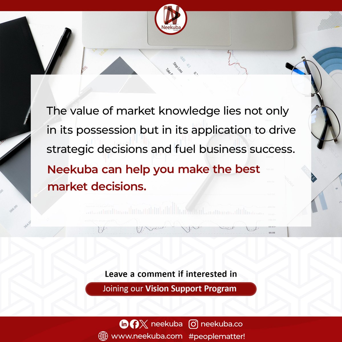 The value of market knowledge lies not only in its possession but in its application to drive strategic decisions and fuel business success.
Neekuba can help you make the best market decisions.

#neekuba #peoplematter #marketknowledge #business
