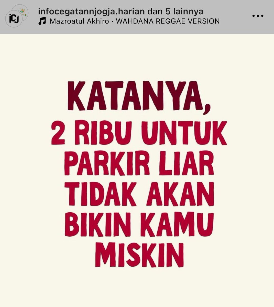guesihya's tweet photo. @RadioElshinta Katanya 2ribu untuk parkir liar tidak akan bikin kamu miskin https://t.co/0qwFq2071v