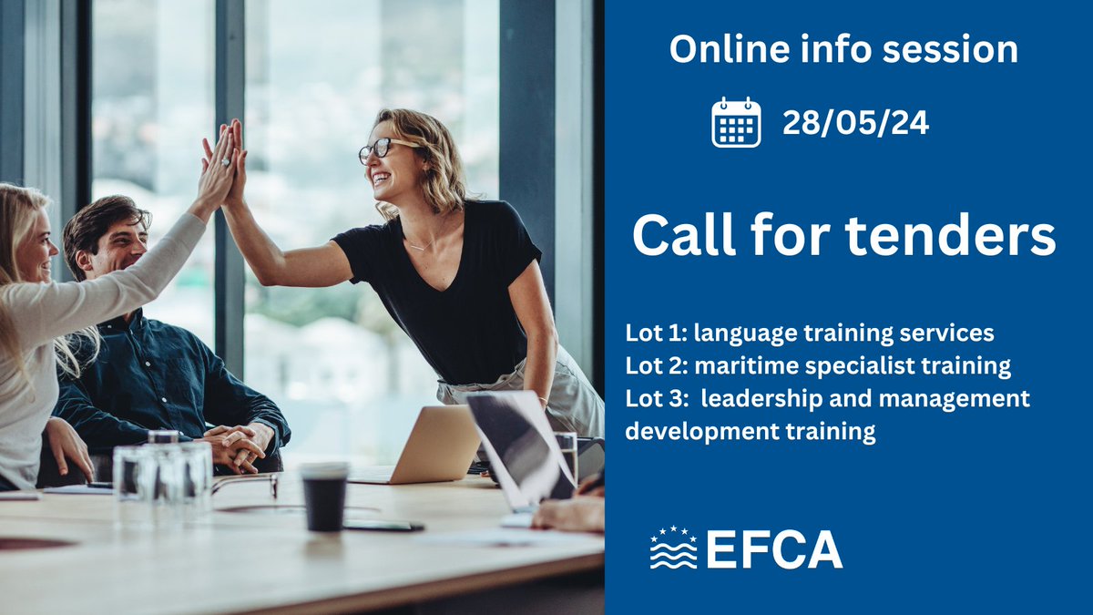 📢Join our online info session on 28/05 about an open call for Intermediary services in language training, maritime specialist training, & management development. Interested? Email procurement@efca.europa.eu by 24/05 with participant details! More ℹ️ bit.ly/4b794eQ