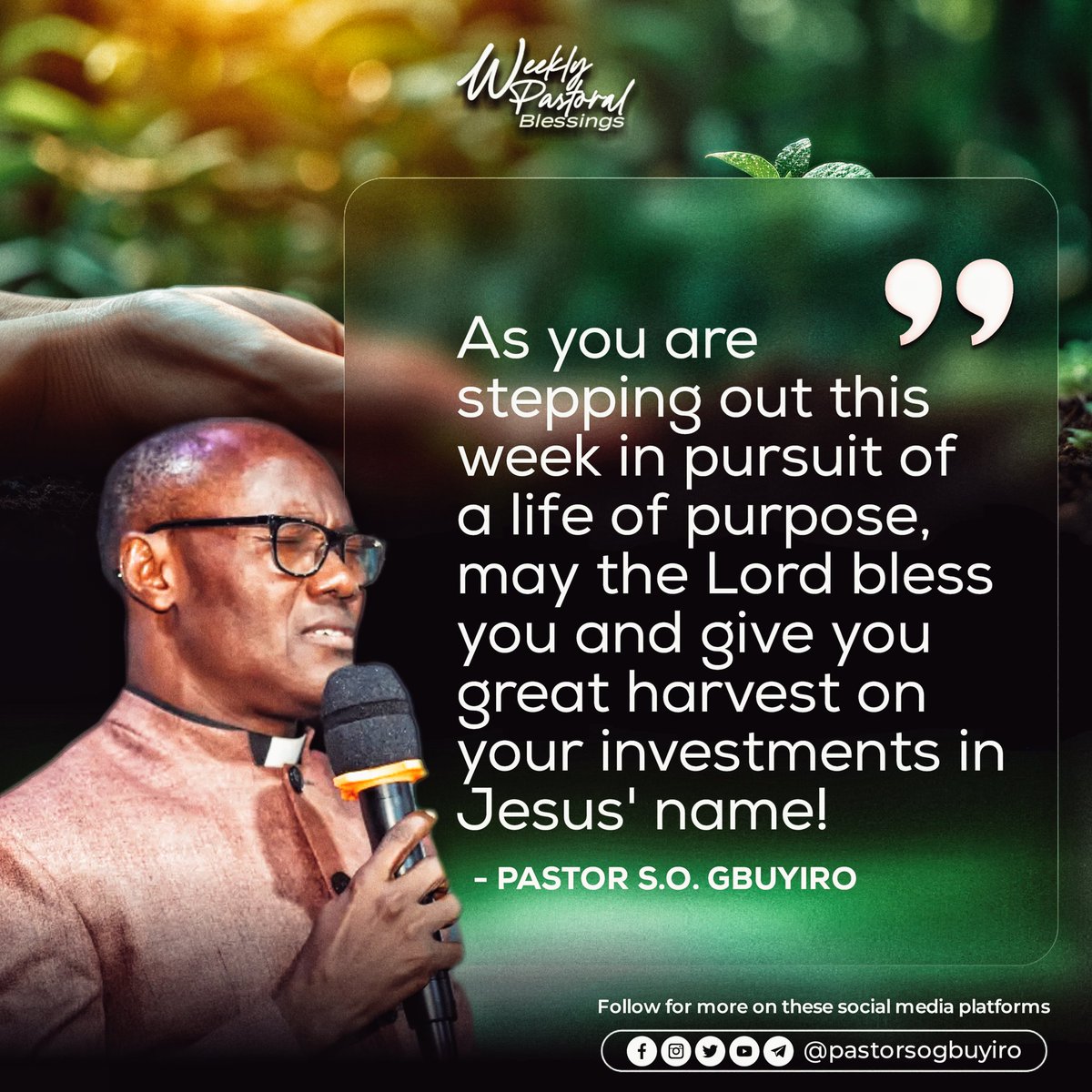 It's going to be a week of great harvest for you in Jesus name !

#weeklypastoralblessings 
#cacyouthdirector 
#pastorsogbuyiro
#newweekblessings 
#christapostolicchurch