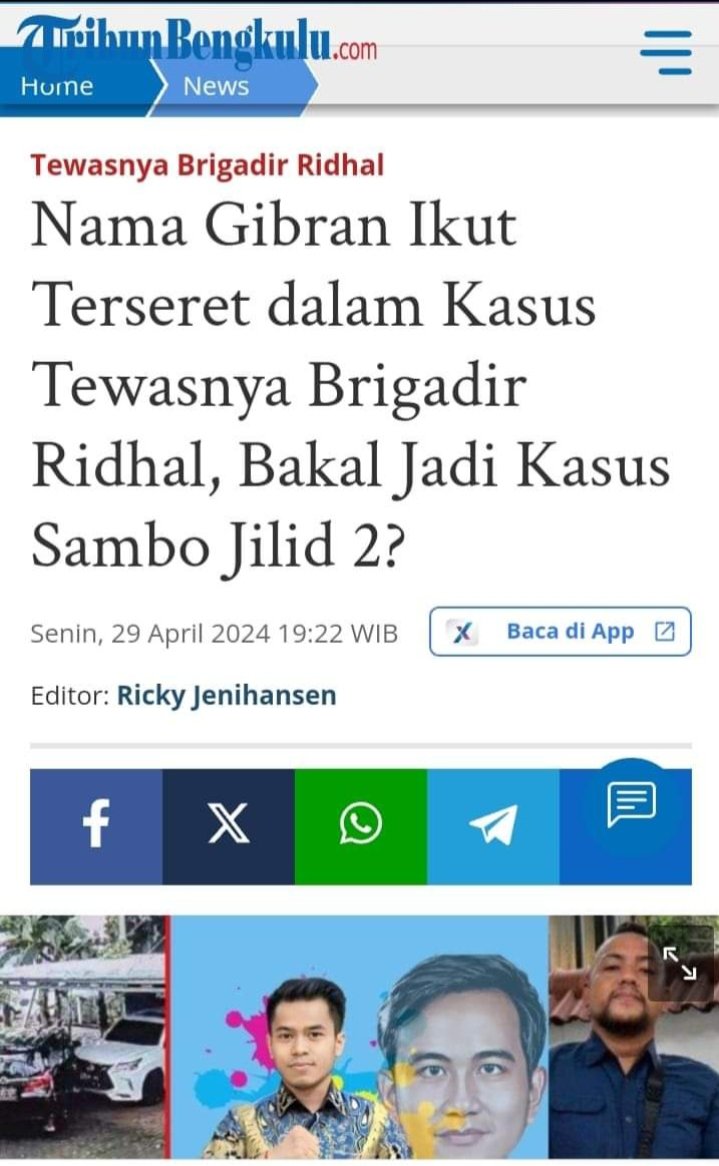 Nama Gibran santer menjadi pembicaraan di publik berkaitan tewas nya Brigadir Ridhal di rumah Indra Pratama Ketua Gibran Center di Jakarta?!
