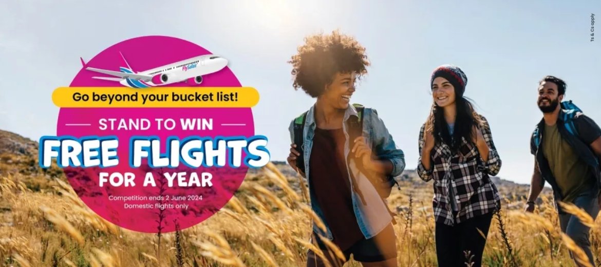 Ever fantasized about soaring through the skies for free*? Well, <a href="/FlySafair/">FlySafair</a> is making that dream a reality. Stand a chance to WIN free* flights for an entire year! Imagine the places you'll go ✈ Enter now! swee.ps/DZRJBA_YmygNH
