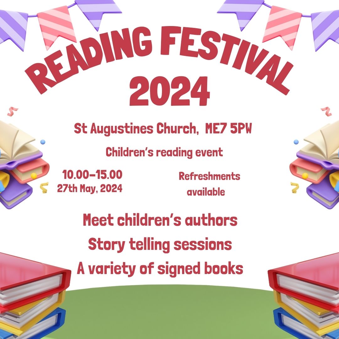 ReadWithPaul's tweet image. On Bank Holiday Monday 27th June at 10am, we are holding the Children's Reading Festival at St Augustine's Church, Gillingham.
This is a free event, for children and their families to meet local authors, listen to stories and take part in a variety of reading activities.