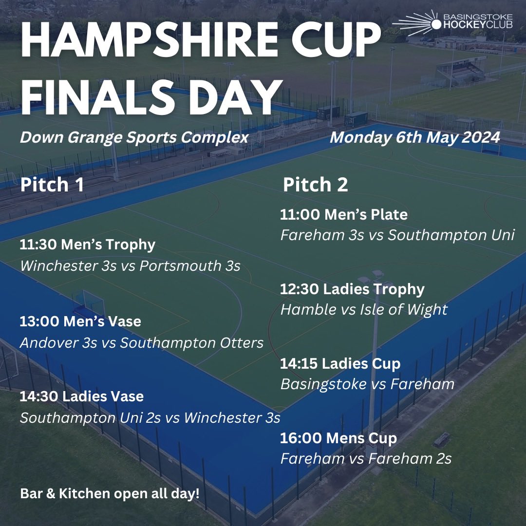 Basingstoke Hockey (@basingstokehc) on Twitter photo 🏑 We’re hosting this season's Hampshire Cup Finals Day today!
📆 Monday 6th May, featuring our very own Ladies 1s in the cup final at 14 15!
⏱️ Games will be 35 minutes each way and will be decided by a shoot-out in the event of a draw!
<a href="/SouthCentralHo2/">South Central Hockey</a> <a href="/swsportsnews/">South West Sports News</a> 🏑 We’re hosting this season's Hampshire Cup Finals Day today!
📆 Monday 6th May, featuring our very own Ladies 1s in the cup final at 14 15!
⏱️ Games will be 35 minutes each way and will be decided by a shoot-out in the event of a draw!
<a href="/SouthCentralHo2/">South Central Hockey</a> <a href="/swsportsnews/">South West Sports News</a>