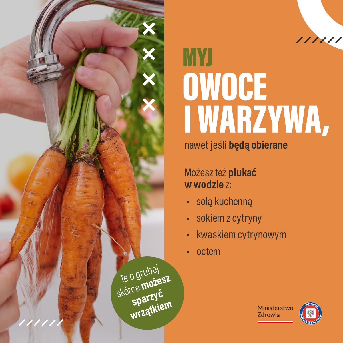 🍓Korzystaj z sezonu na świeże #owoce i #warzywa! Włącz je do codziennej diety🥕 Zawsze pamiętaj o dokładnym umyciu - nawet jeśli będziesz je obierać. Proste sposoby na mycie owoców i warzyw: gov.pl/web/gis/proste…