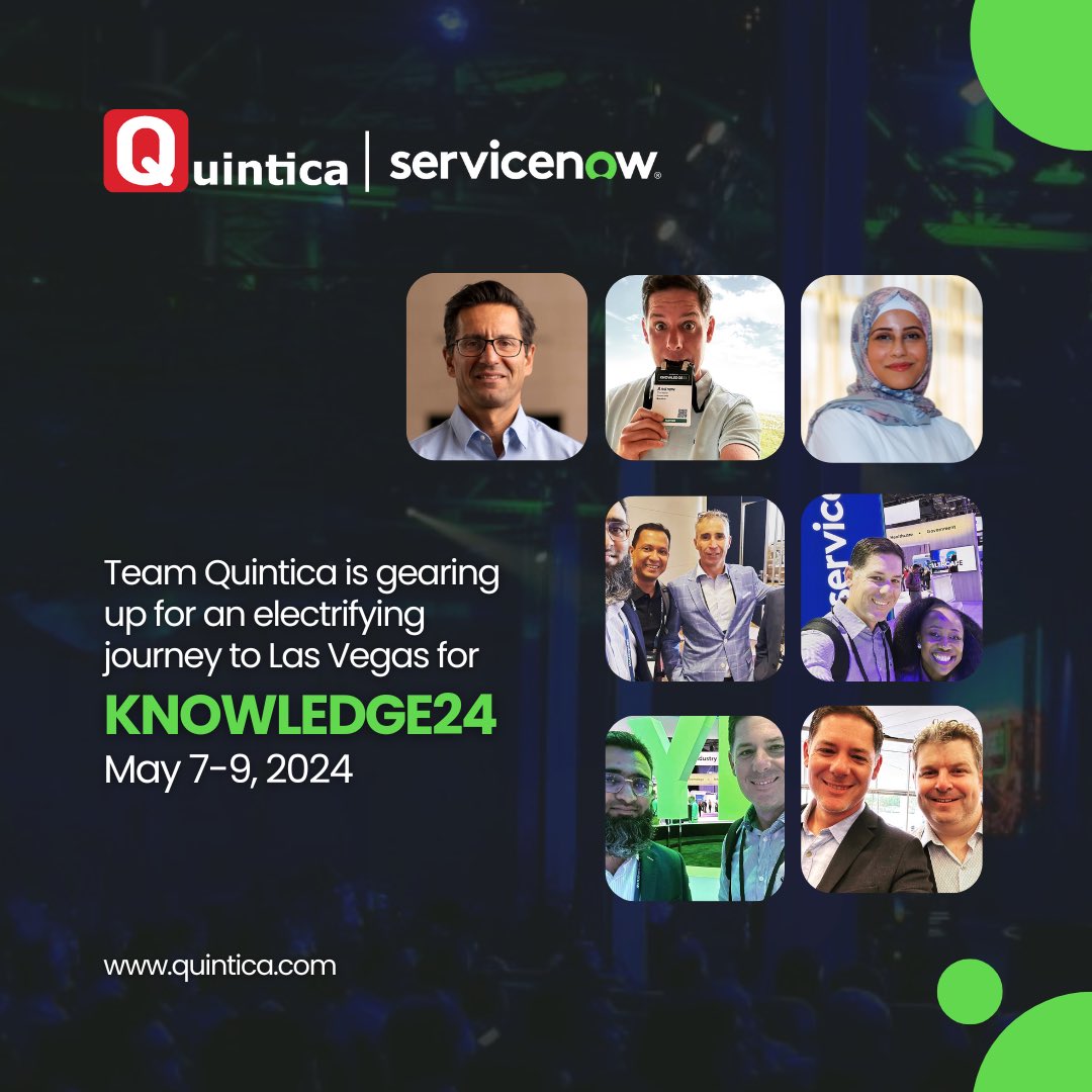 <a href="/Quinticagroup/">Quintica</a> is gearing up for an electrifying journey to Las Vegas for Knowledge 2024 by <a href="/ServiceNow/">ServiceNow</a>
￼May 7th to May 9th, Discover the transformative power of Gen AI and its profound impact on work and business processes.
quintica.com
#Quintica #ServiceNow #Know24