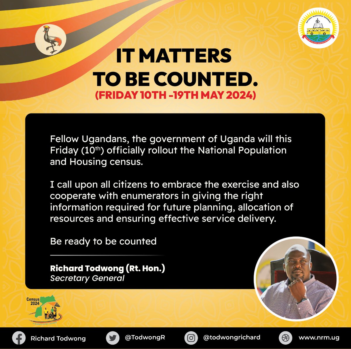 It matters to be counted. #Census2024 instagram.com/nrmuganda