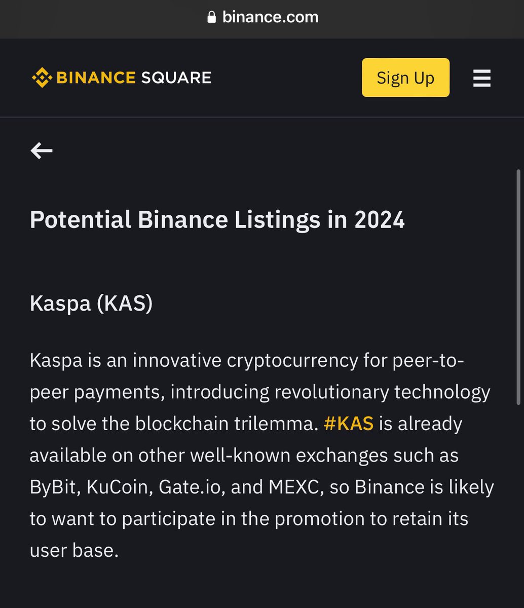 #binance 2024 yılında potansiyellerine bakarak, coin listeleme listesine $kaspa ‘yıda ekledi. 

İzliyoruz.