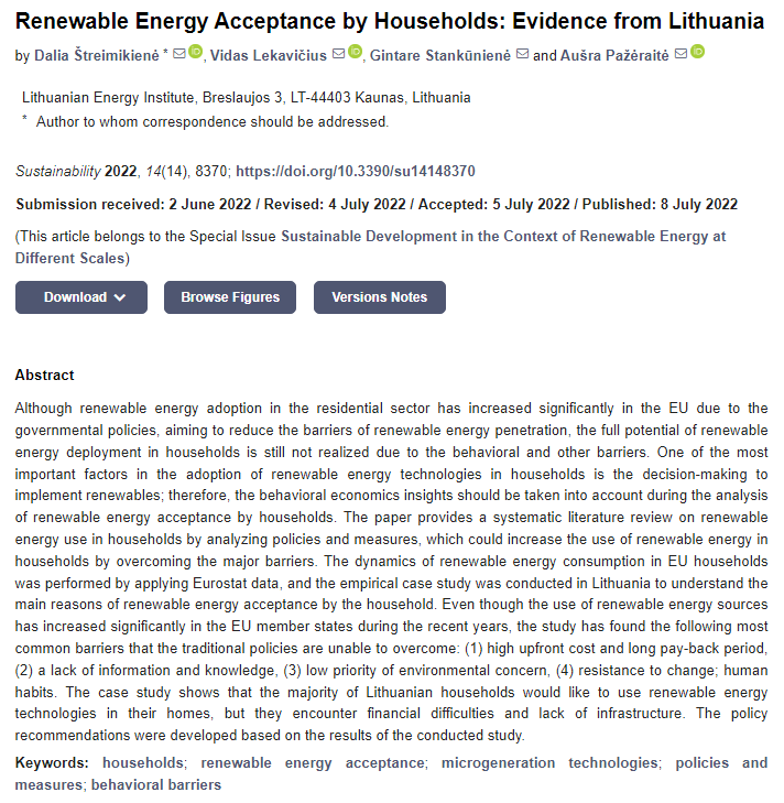 #SUSHighCite #RenewableEnergy Acceptance by Households: Evidence from Lithuania by Dalia Štreimikienė, et al., mdpi.com/2071-1050/14/1… #mdpi #openaccess #sustainability