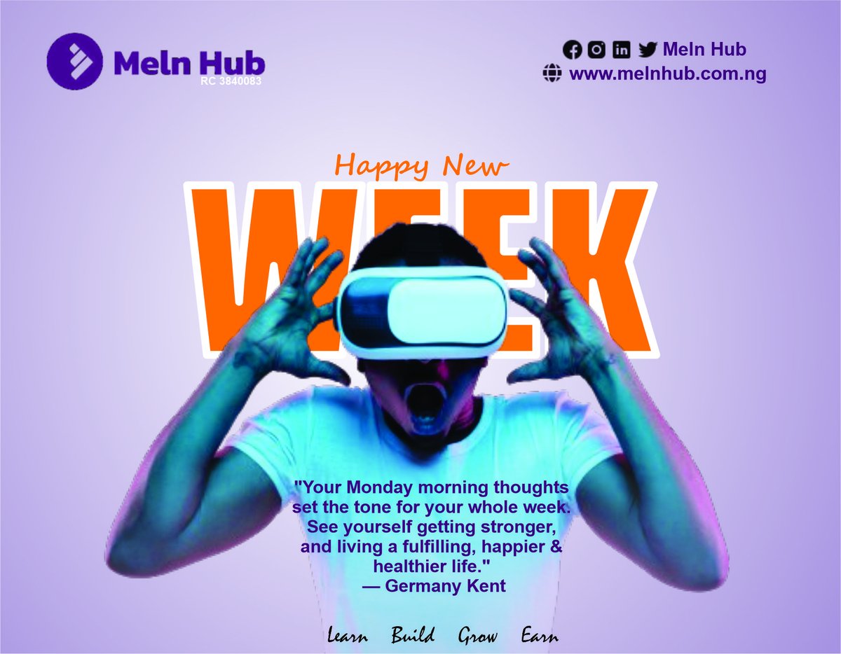 MelnHub's tweet photo. "Your Monday morning thoughts set the tone for your whole week. See yourself getting stronger, and living a fulfilling, happier &amp; healthier life." — Germany Kent
#DigitalTraining #edtech #Melnhub #innovation #May #monday https://t.co/2A4qbU3Ak8