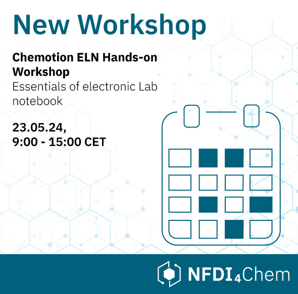 Thinking about working with an #ELN? Try our #Chemotion ELN hands-on #workshop on 23.05.24. Several units are accompanied by specific exercises to create and edit entries interactively. - Online, - free of charge. bit.ly/49pT9Ie #chemistry #chemtwitter #workshop