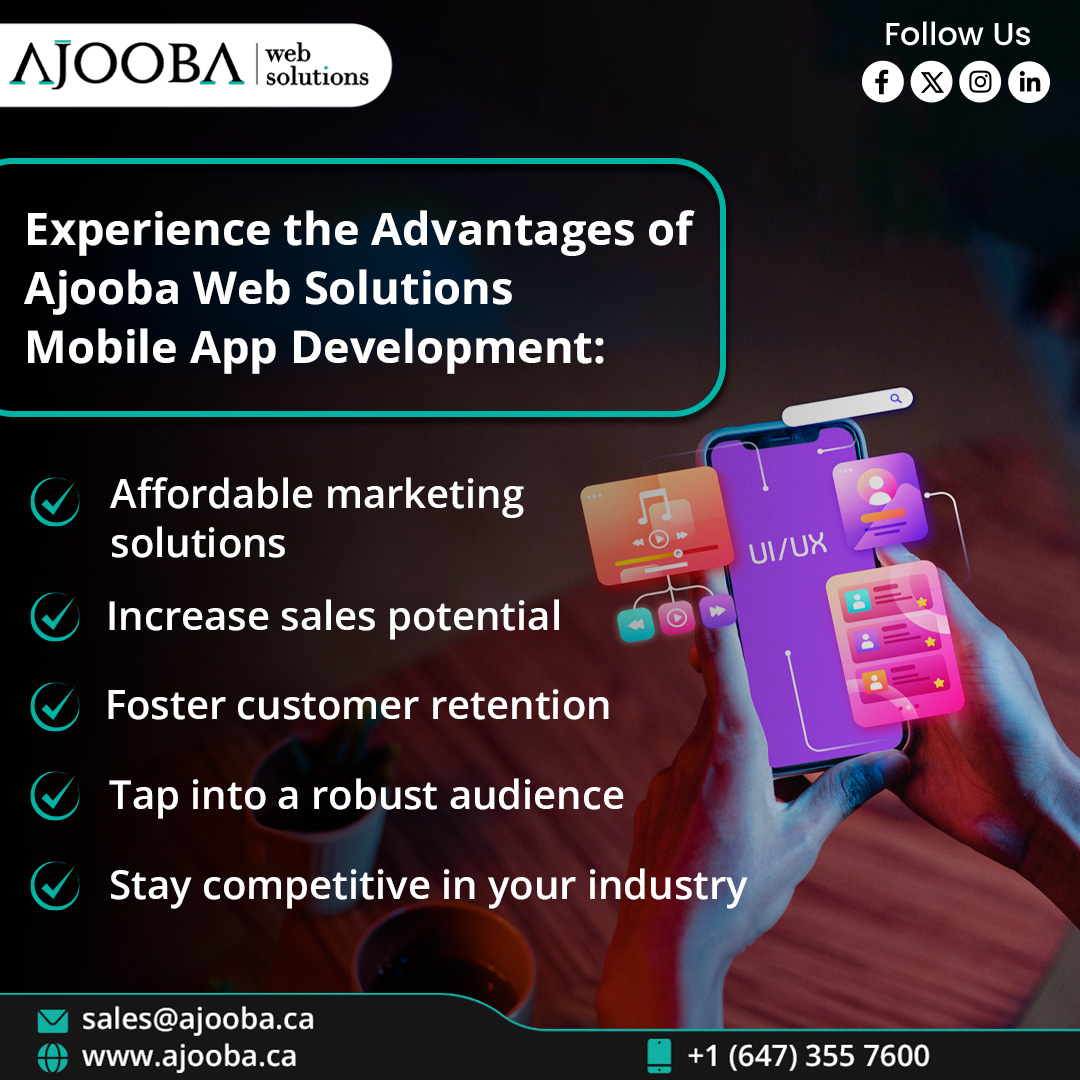 Discover the Power of #MobileAppDevelopment with @ajooba_ca! 📱✨
Enhance your #digital presence and drive #business #success today.

Register Now to learn more!
forms.gle/QNRJRSsKJyXohN…

#mobile #app #application #development #benefit #sales #customerservice #Canada #industry