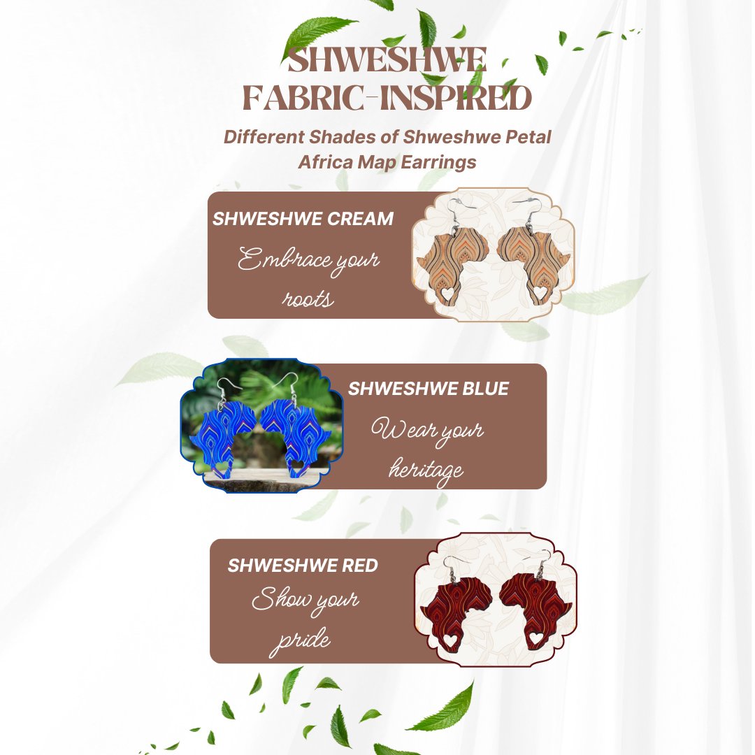 ChatBirdDigital's tweet image. Check out our new Africa Map Earrings, featuring different shades of Shweshwe inspired designs. Show off your love for African culture and style with these unique and vibrant earrings. Perfect for adding a pop of color to any outfit! #AfricaMapEarrings #Africanpridecollection