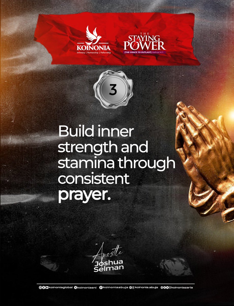 FIVE KEYS THAT GRANT HUMANS THE STAYING POWER:

1. To be strong in The Lord. (Ephesians 6:10,2 Timothy 1:12)

- This is a strength derived from knowing God; your confidence in life will be dependent on the strength of your knowledge of God.

2. Submit to the supremacy of The Word…