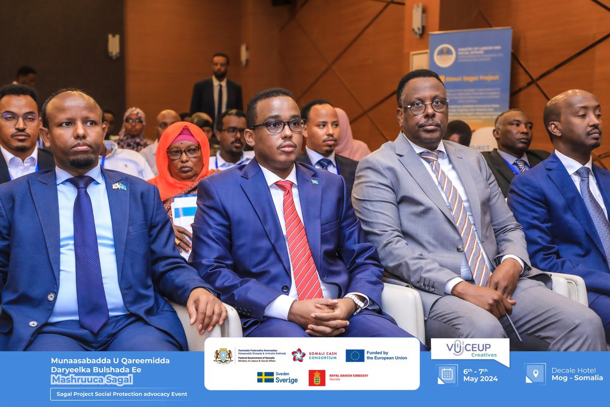 Distinguished guests from the Somali government, international partners and civil society gather in Mogadishu today for the #SAGAL project's social protection advocacy event. #Socialprotection