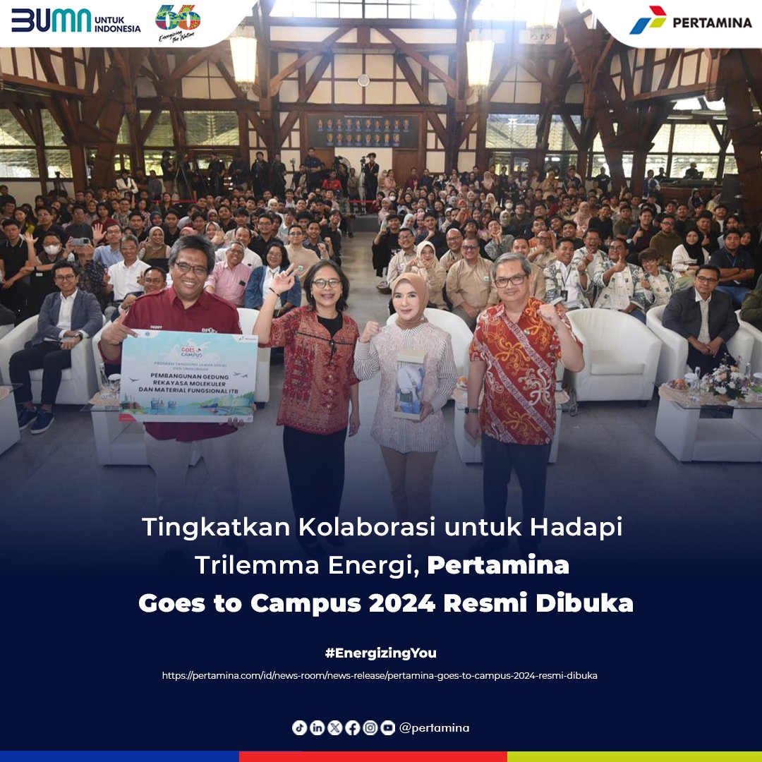 Sobat, Pertamina Goes to Campus 2024 Resmi Dibuka! Cek selengkapnya dengan klik link di bawah ini👇 pertamina.com/id/news-room/n… #EnergizingYou