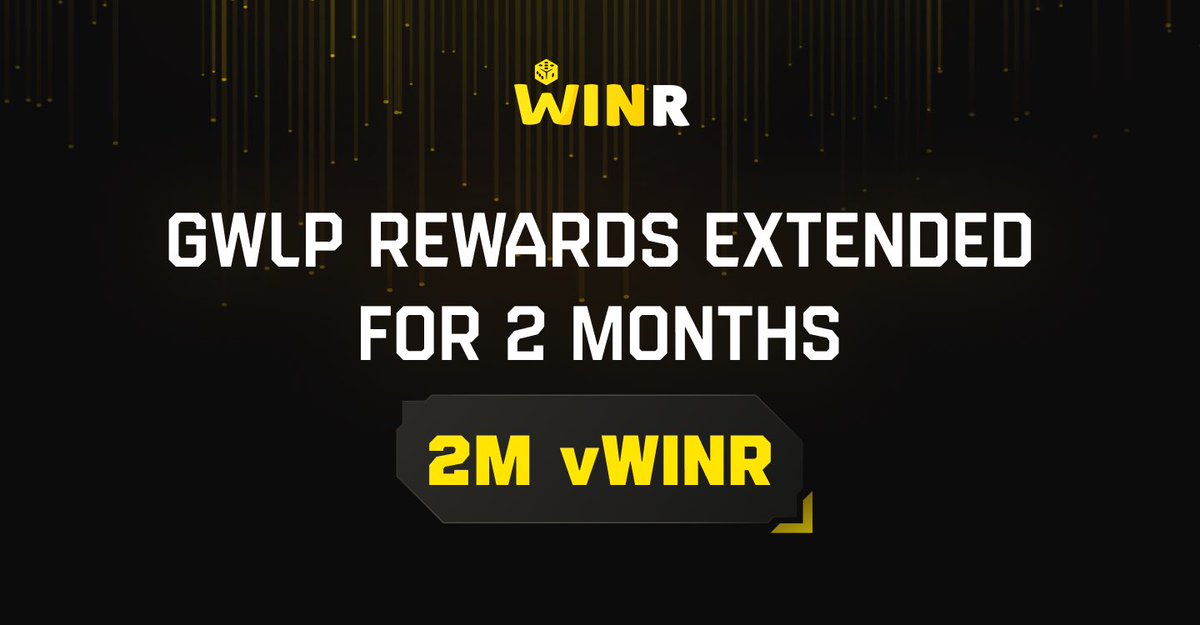 gWLP vWINR rewards have been extended for another two months, starting at Ethereum block 19810260 for 2m vWINR. After two months, WINR Protocol deployment on Arbitrum will transition into WINR Vaults 2, which will also have vWINR rewards—details will be announced later.