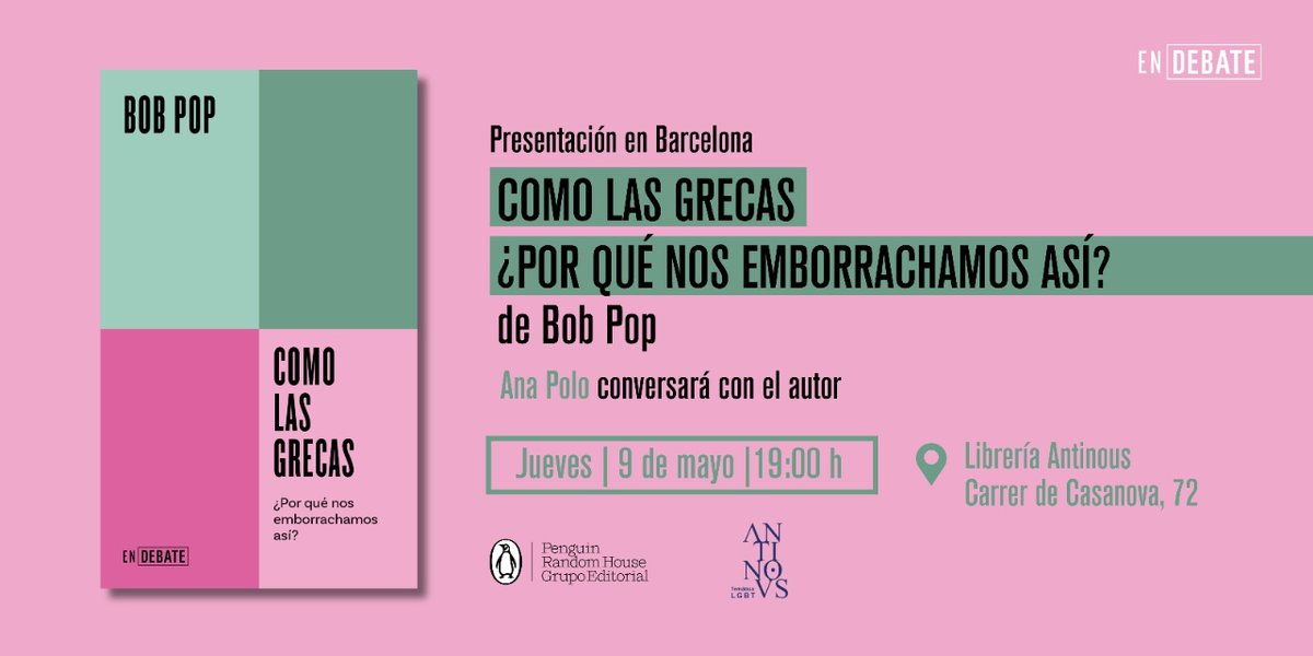No hagas otros planes para el jueves, no querrás perderte esta presentación ⬇️

🗓️ Jueves 9 de mayo
⏰ 19h
📖 @BobPopVeTV charlará con @anapolo___ sobre su libro «Como las Grecas» 
📍 @antinouslibros

#ComoLasGrecas #Barcelona