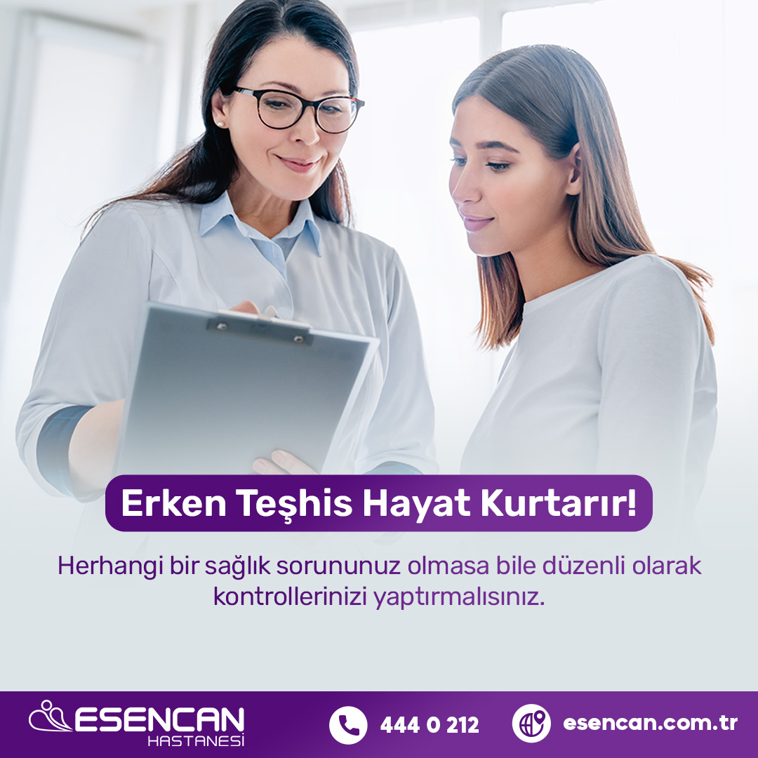 Erken Teşhis Hayat Kurtarır

Herhangi bir sağlık sorununuz olmasa bile düzenli
kontrollerinizi yaptırmalısınız.

#EsencanHastanesi #CheckUp