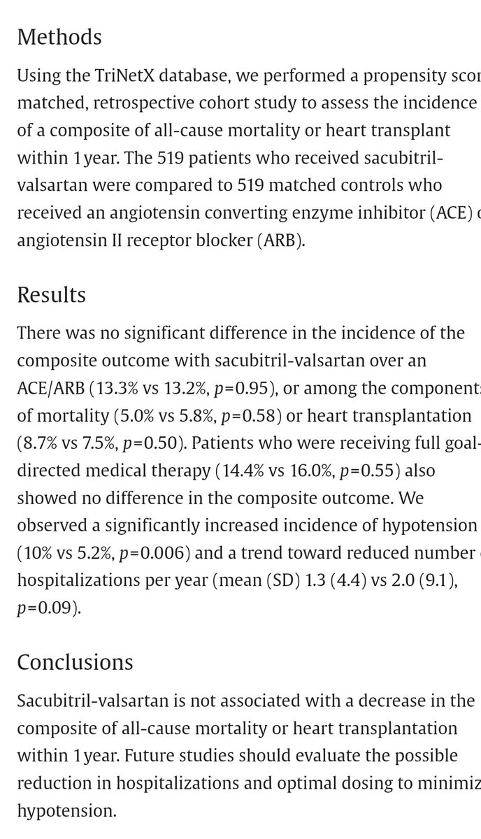 Database study comparing #pediatric #heart failure patients who received an ace or arb vs sacubitril/valsartan. No difference in 1 year outcome. 

#pedsicu #pedscards #cardiology #icu #criticalcare #heartfailure #pharmacology #peds

sciencedirect.com/science/articl…