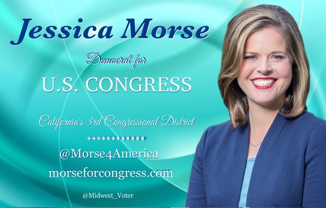 @Morse4America is pragmatic, effective and does not run away from challenges but faces them and advocates for non partisan solutions to issues that matter to the community

Elect Jessica to U.S. House, #CA03 

#DemVoice1  #ONEV1  #BLUEDOT  #LiveBlue  #ResistanceBlue