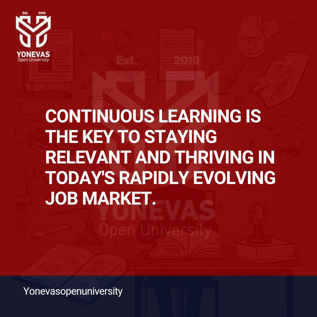Success comes from lifelong learning.
Let's embrace the power of knowledge and strive for greatness
#LifelongLearning #CareerAdvancement #YonevasOpenUniversity 

We're rooting for you! 
Have a great week.