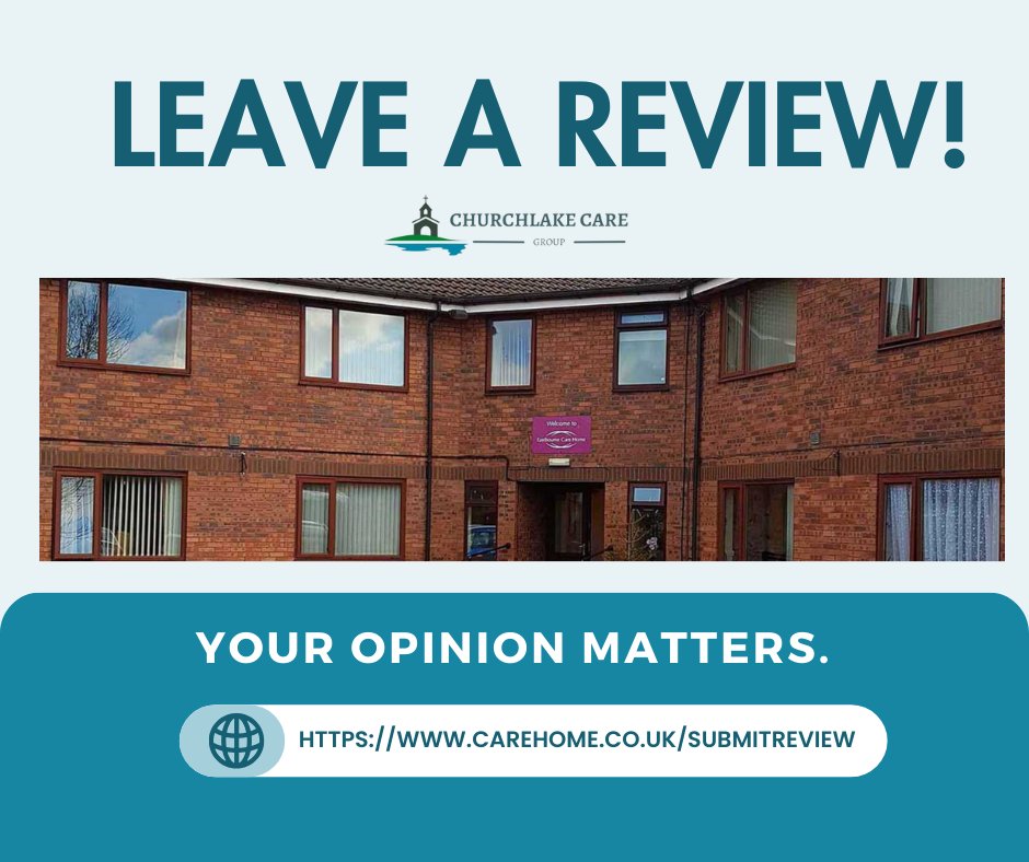 Your opinion matters.

To leave us a review please click on the link bit.ly/3fp3ddf  

#EastbourneCareHome #LeaveAReview #CaringForLife #ChurchlakeCare