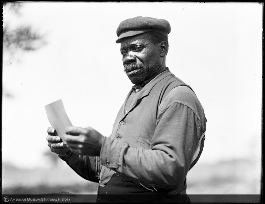 Man viewing picture, Beaufort, South Carolina, 1904 

Julian Dimock 
American Museum of Natural History Library